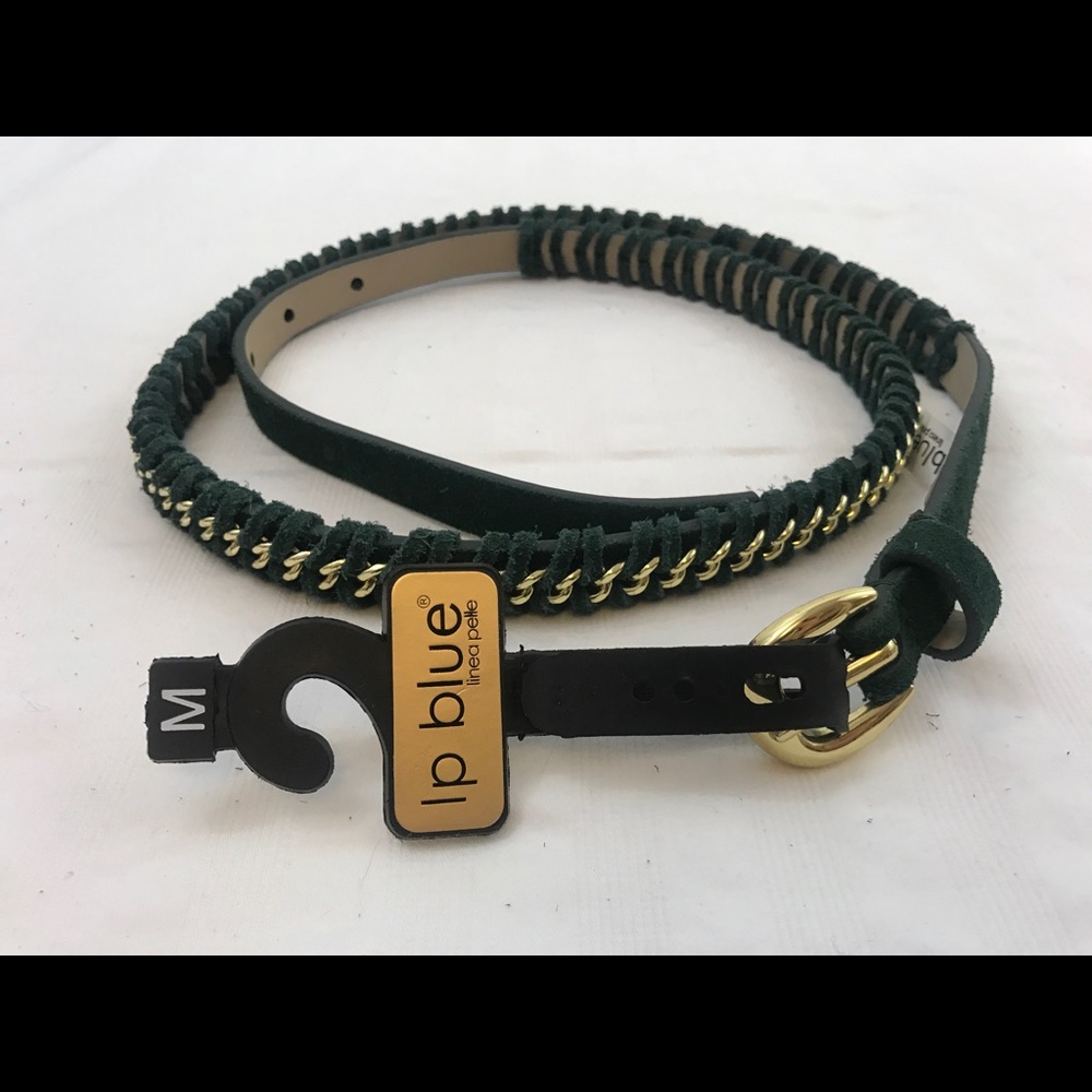 LINEA PELLE LP Green COW LEATHER DECORATED BELT M